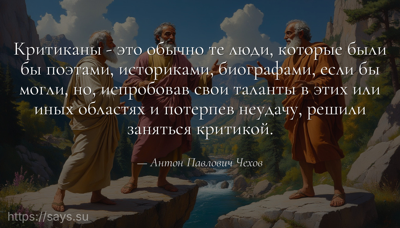 Критиканы - это обычно те люди, которые были бы поэтами, историками, биографами, если бы могли, но, испробовав свои таланты в этих или иных областях и потерпев неудачу, решили заняться критикой.