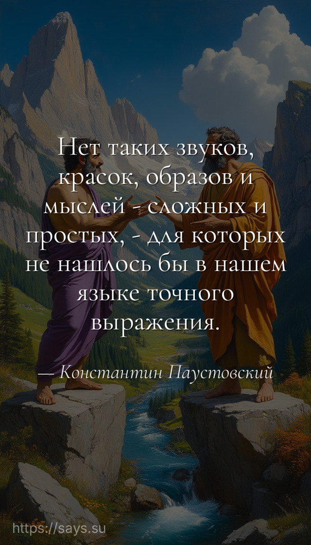 Нет таких звуков, красок, образов и мыслей - сложных и простых, - для которых не нашлось бы в нашем языке точного выражения.