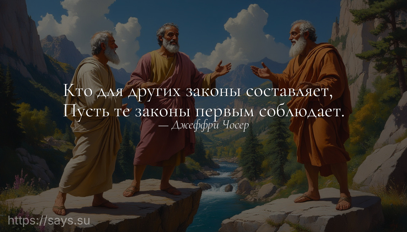 Кто для других законы составляет, <br />Пусть те законы первым соблюдает.