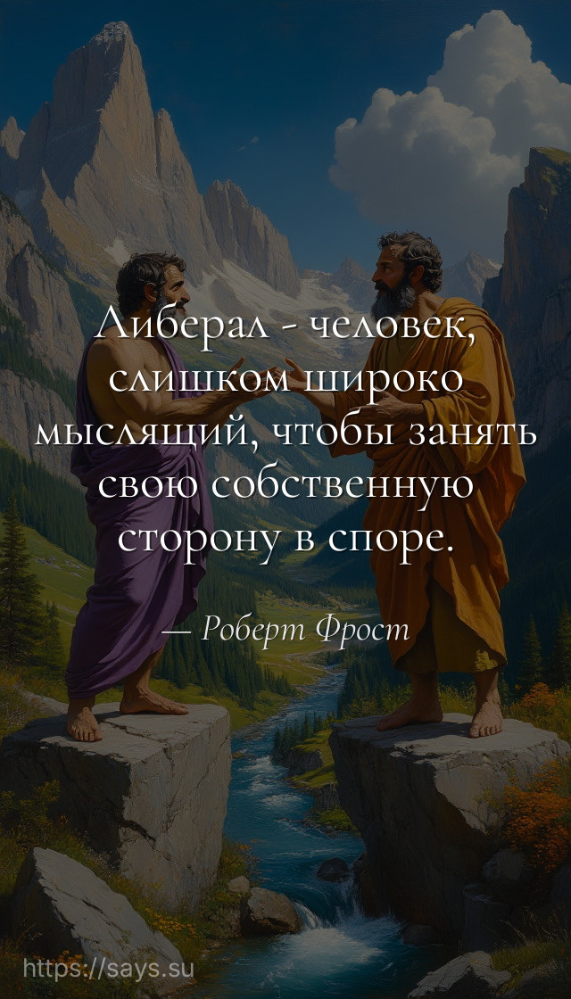 Либерал - человек, слишком широко мыслящий, чтобы занять свою собственную сторону в споре.