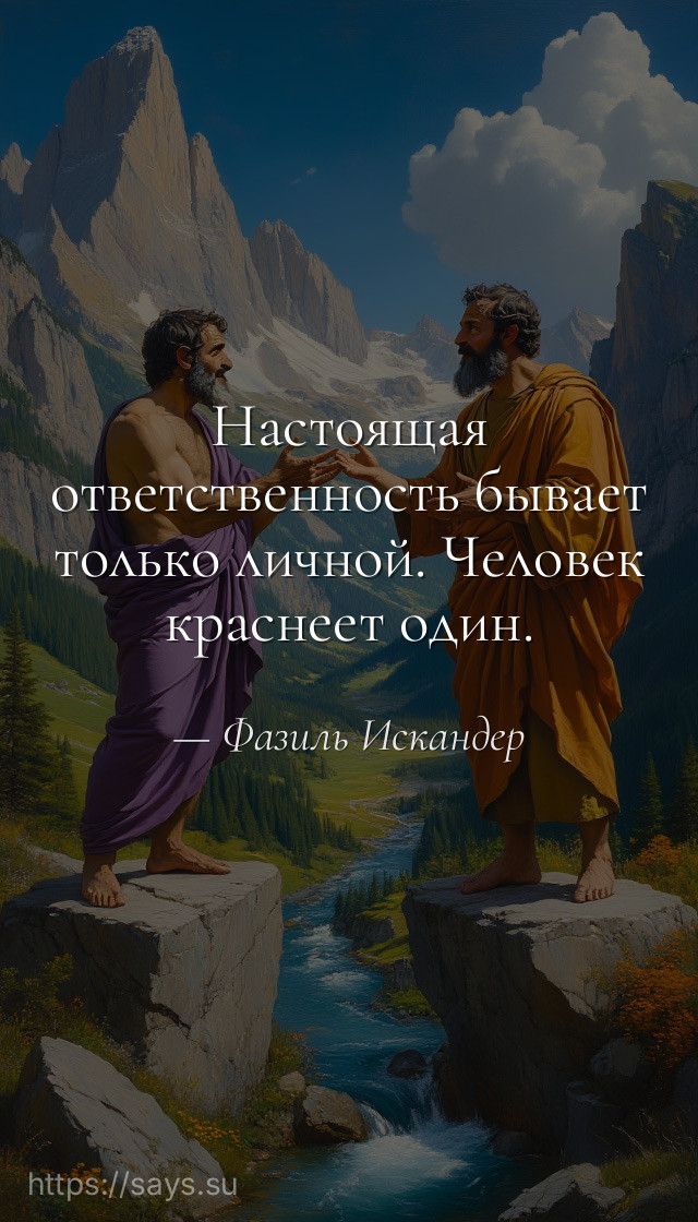 Настоящая ответственность бывает только личной. Человек краснеет один.