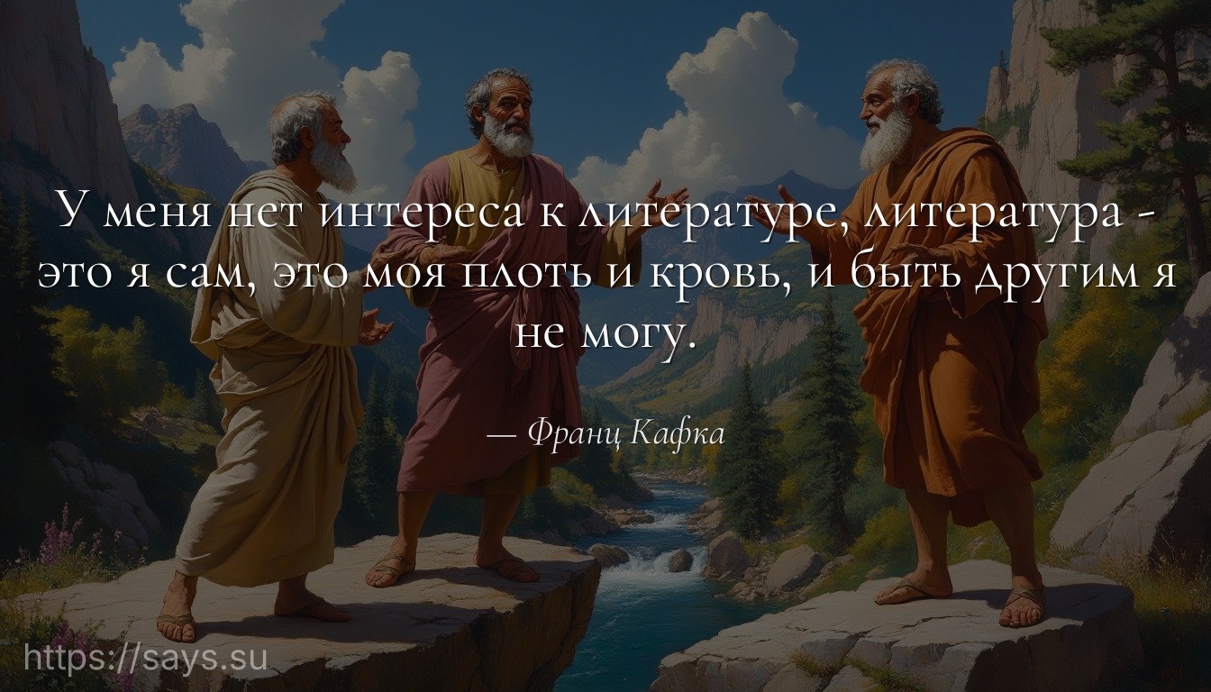 У меня нет интереса к литературе, литература - это я сам, это моя плоть и кровь, и быть другим я не могу.