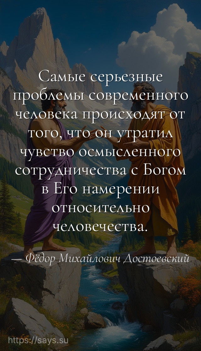 Самые серьезные проблемы современного человека происходят от того, что он утратил чувство осмысленного сотрудничества с Богом в Его намерении относительно человечества.