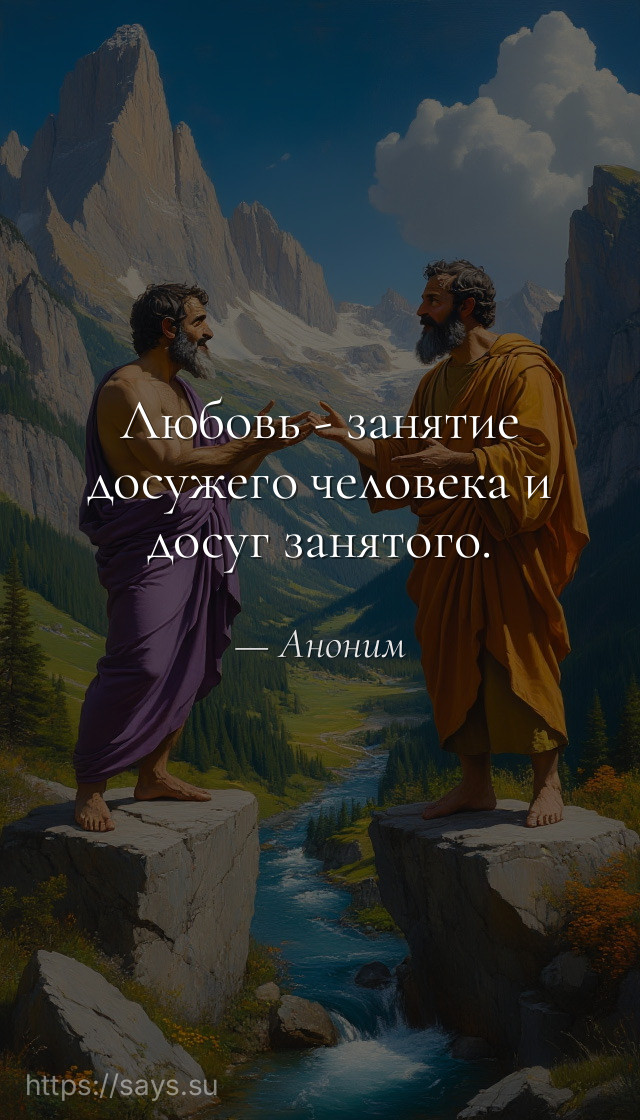 Любовь - занятие досужего человека и досуг занятого.
