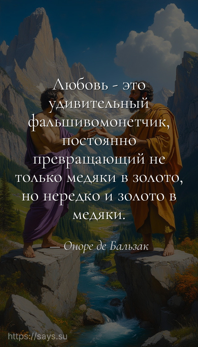 Любовь - это удивительный фальшивомонетчик, постоянно превращающий не только медяки в золото, но нередко и золото в медяки.