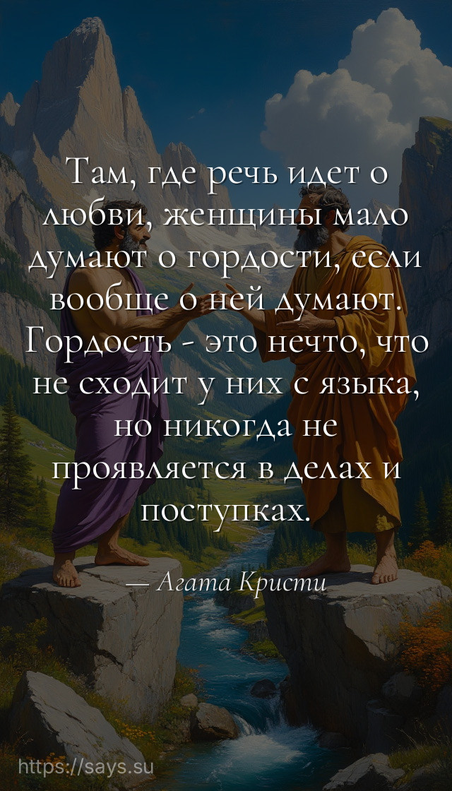 Там, где речь идет о любви, женщины мало думают о гордости, если вообще о ней думают. Гордость - это нечто, что не сходит у них с языка, но никогда не проявляется в делах и поступках.