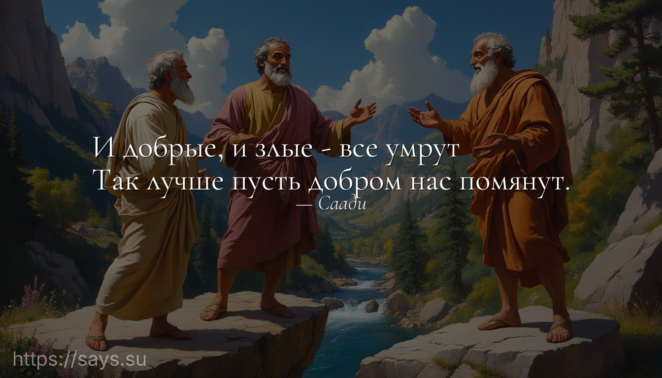 И добрые, и злые - все умрут<br />Так лучше пусть добром нас помянут.