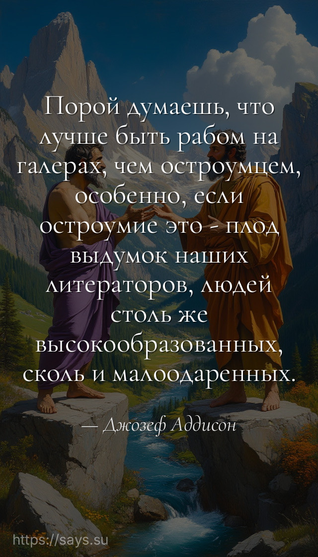 Порой думаешь, что лучше быть рабом на галерах, чем остроумцем, особенно, если остроумие это - плод выдумок наших литераторов, людей столь же высокообразованных, сколь и малоодаренных.