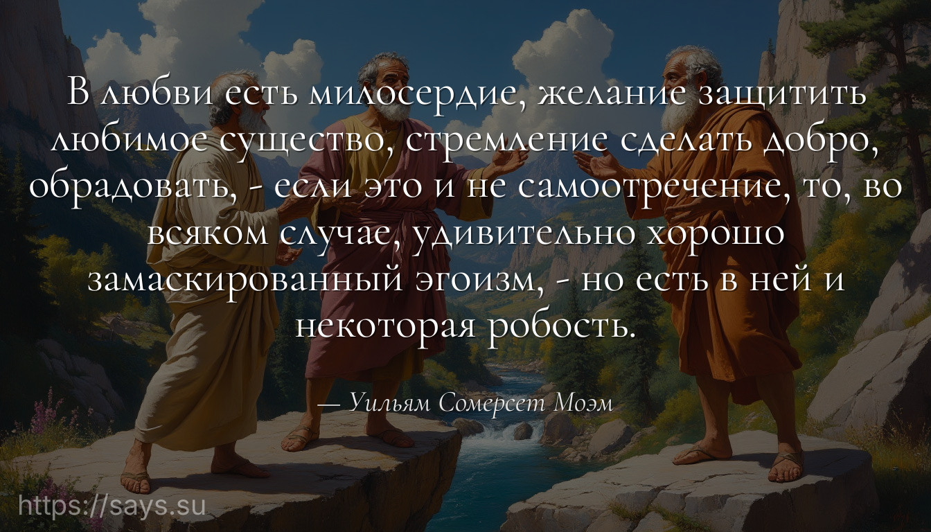 В любви есть милосердие, желание защитить любимое существо, стремление сделать добро, обрадовать, - если это и не самоотречение, то, во всяком случае, удивительно хорошо замаскированный эгоизм, - но есть в ней и некоторая робость.