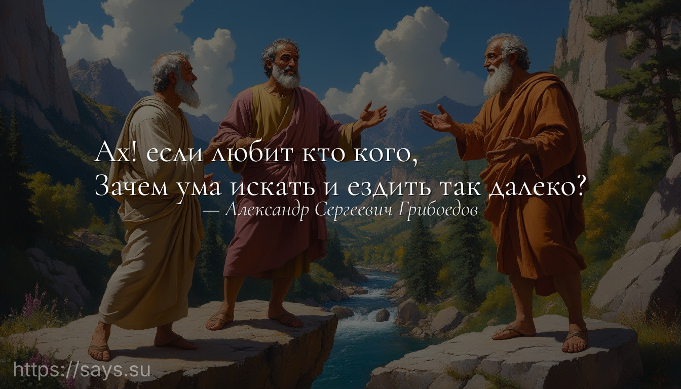 Ах! если любит кто кого, <br />Зачем ума искать и ездить так далеко?