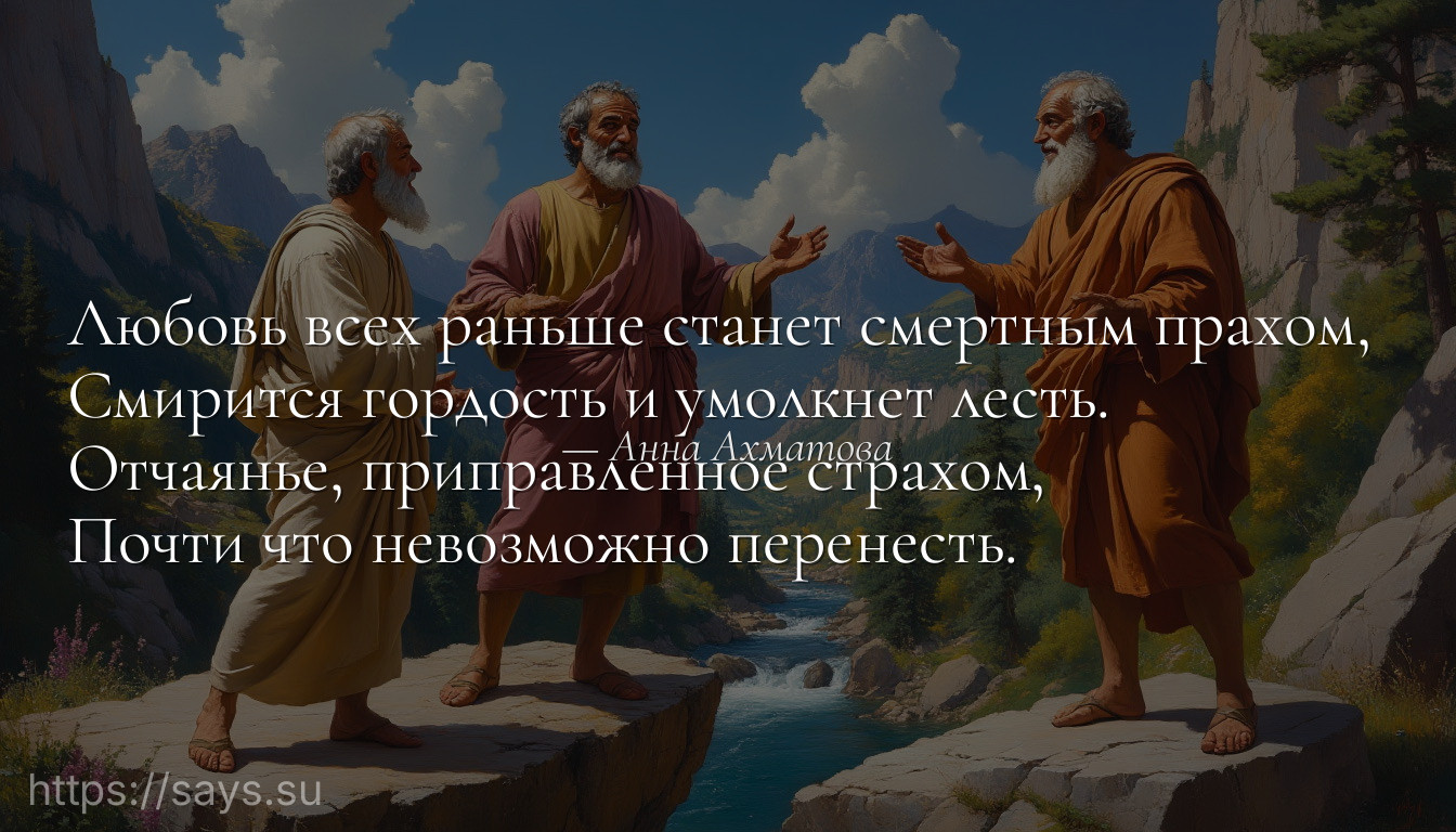 Любовь всех раньше станет смертным прахом, <br />Смирится гордость и умолкнет лесть. <br />Отчаянье, приправленное страхом, <br />Почти что невозможно перенесть.
