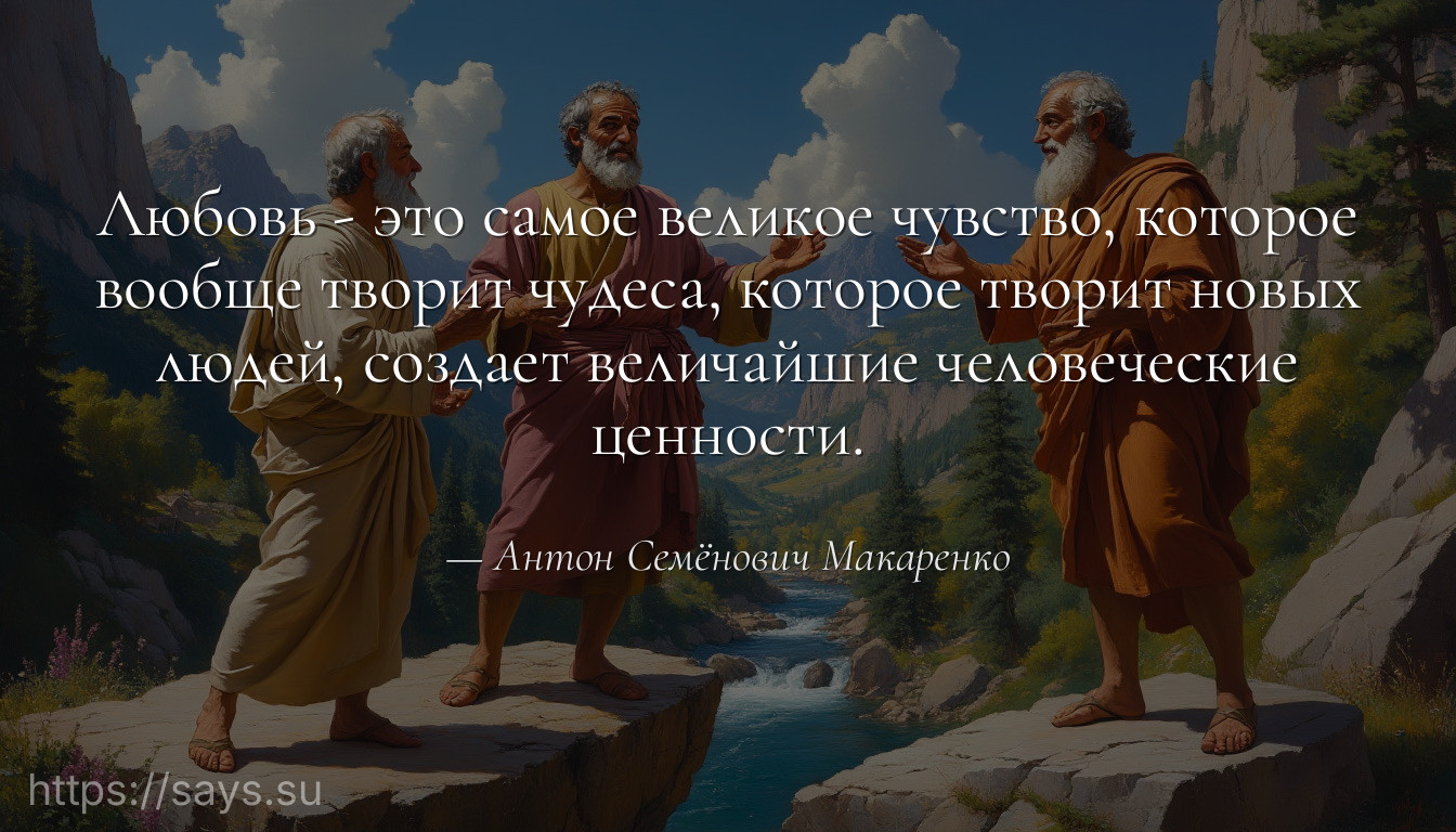Любовь - это самое великое чувство, которое вообще творит чудеса, которое творит новых людей, создает величайшие человеческие ценности.