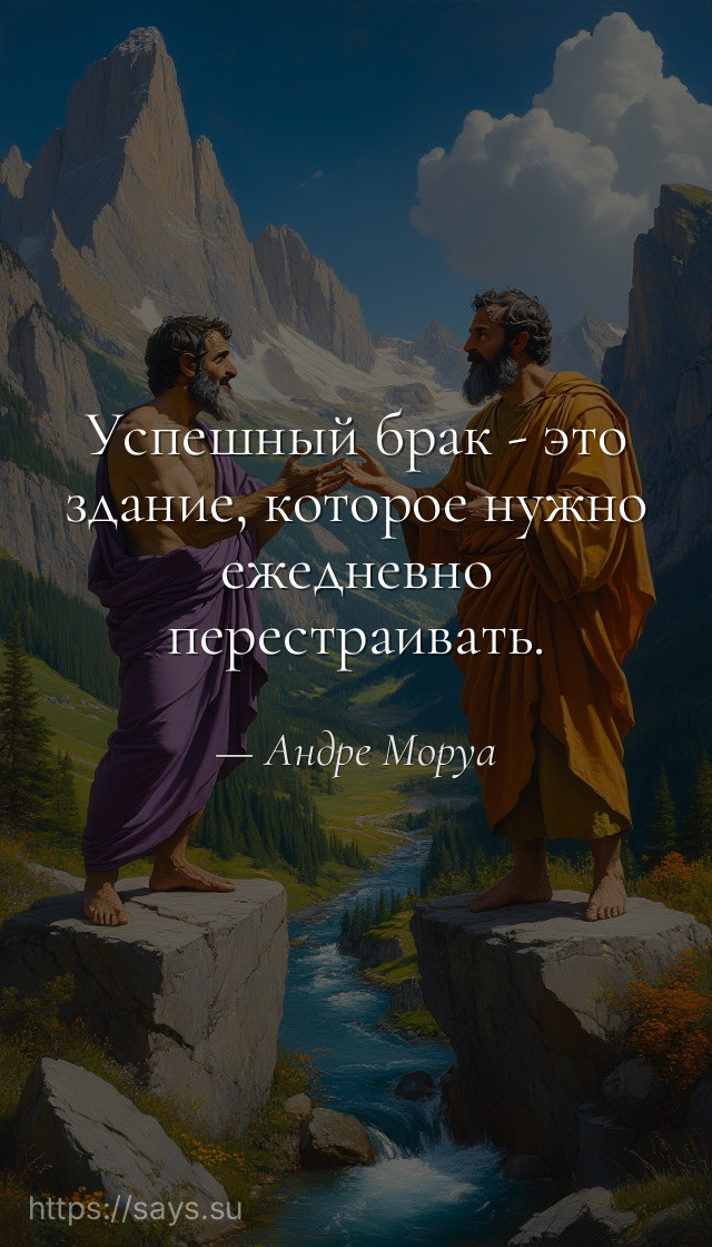 Успешный брак - это здание, которое нужно ежедневно перестраивать.