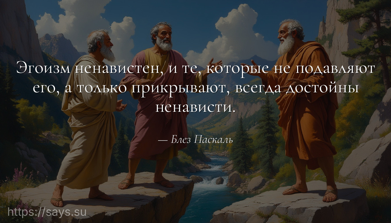 Эгоизм ненавистен, и те, которые не подавляют его, а только прикрывают, всегда достойны ненависти.