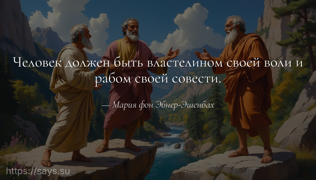 Человек должен быть властелином своей воли и рабом своей совести.