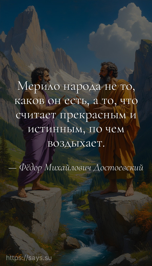 Мерило народа не то, каков он есть, а то, что считает прекрасным и истинным, по чем воздыхает.