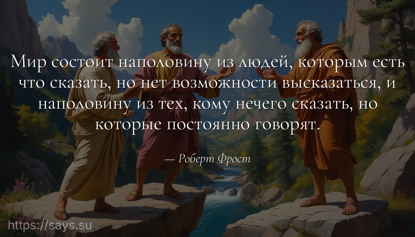 Мир состоит наполовину из людей, которым есть что сказать, но нет возможности высказаться, и наполовину из тех, кому нечего сказать, но которые постоянно говорят.