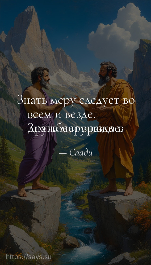 Знать меру следует во всем и везде.<br />Знать меру надо в дружбе и вражде.