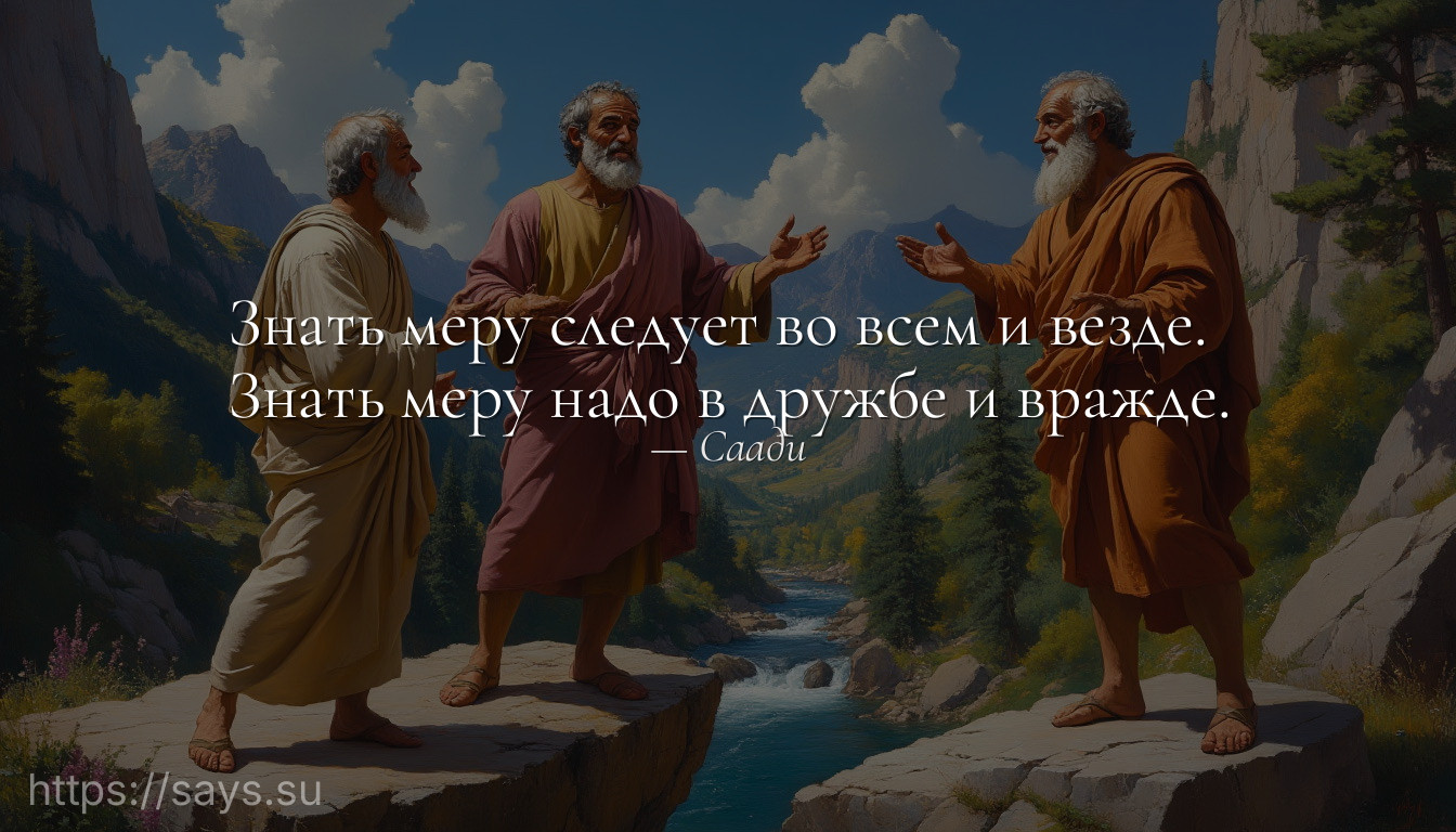 Знать меру следует во всем и везде.<br />Знать меру надо в дружбе и вражде.