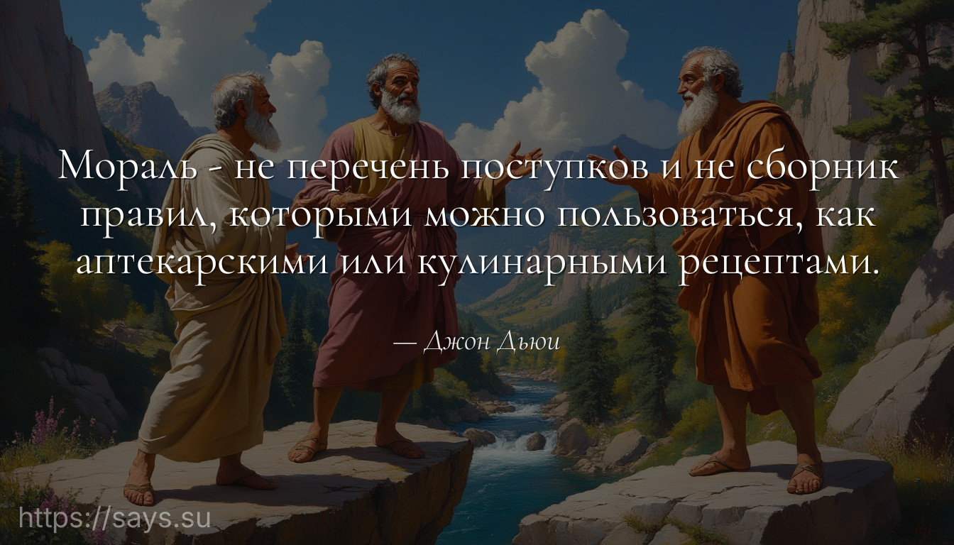 Мораль - не перечень поступков и не сборник правил, которыми можно пользоваться, как аптекарскими или кулинарными рецептами.