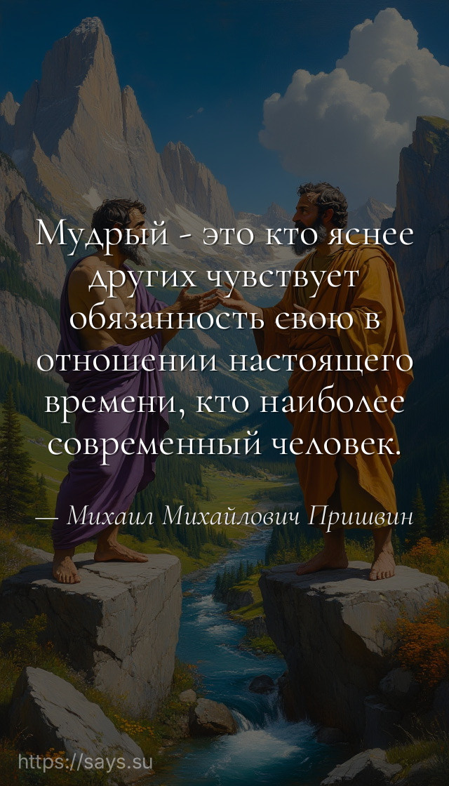 Мудрый - это кто яснее других чувствует обязанность свою в отношении настоящего времени, кто наиболее современный человек.
