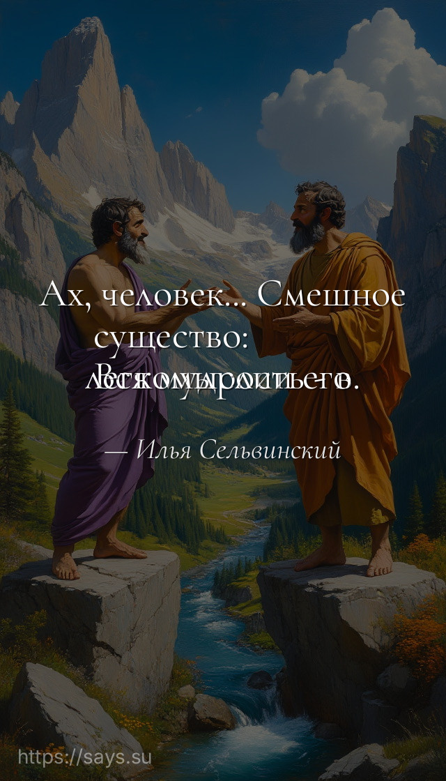 Ах, человек... Смешное существо: <br />Вся мудрость - в легкомыслии его.