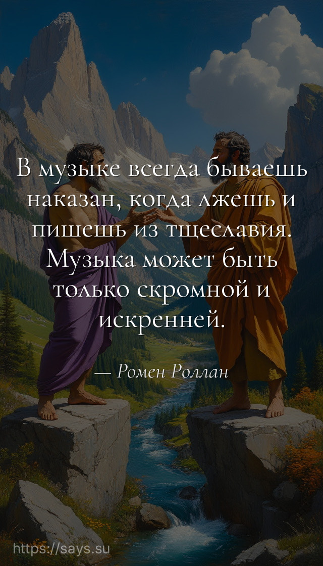 В музыке всегда бываешь наказан, когда лжешь и пишешь из тщеславия. Музыка может быть только скромной и искренней.
