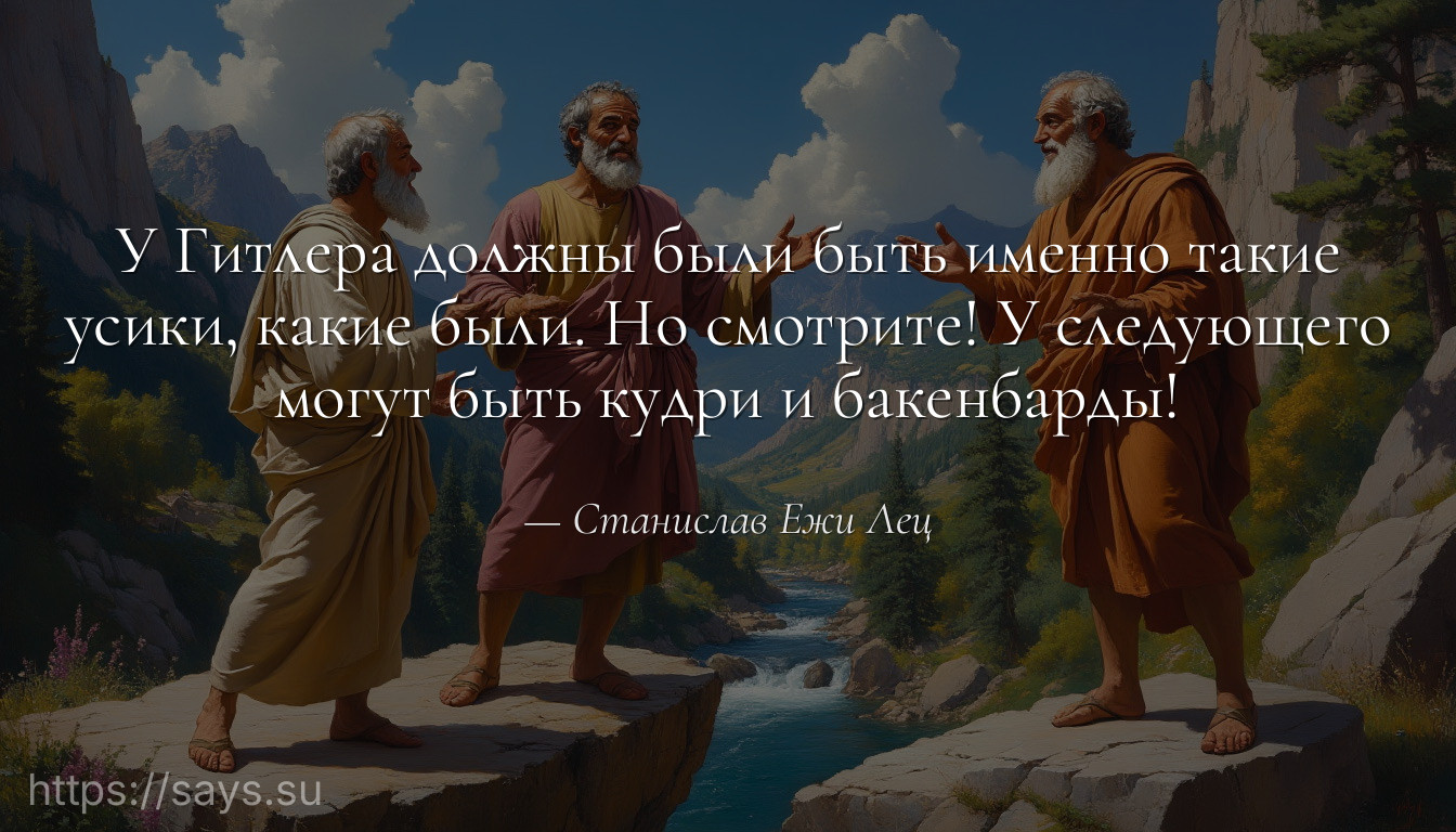 У Гитлера должны были быть именно такие усики, какие были. Но смотрите! У следующего могут быть кудри и бакенбарды!