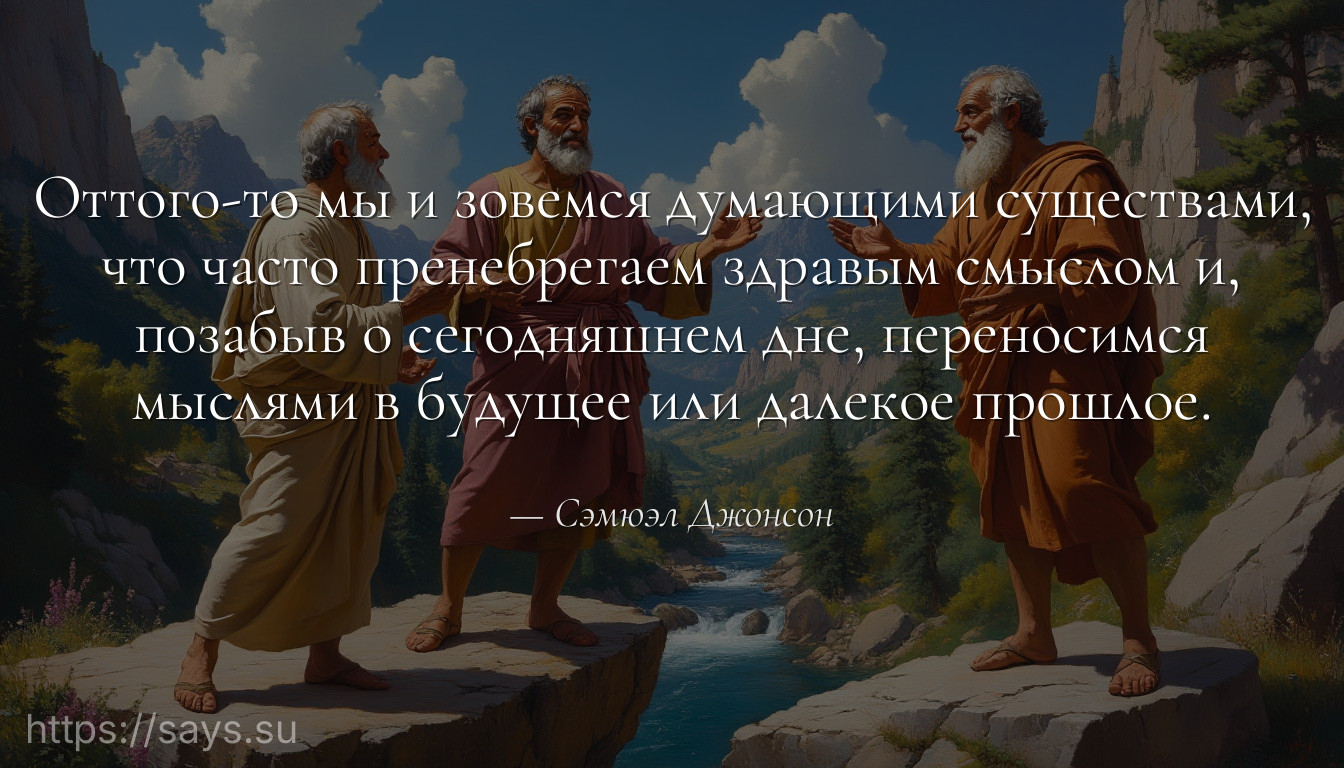 Оттого-то мы и зовемся думающими существами, что часто пренебрегаем здравым смыслом и, позабыв о сегодняшнем дне, переносимся мыслями в будущее или далекое прошлое.