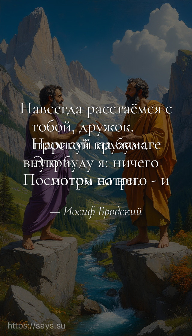Навсегда расстаёмся с тобой, дружок. <br />Нарисуй на бумаге простой кружок. <br />Это буду я: ничего внутри. <br />Посмотри на него - и потом сотри.
