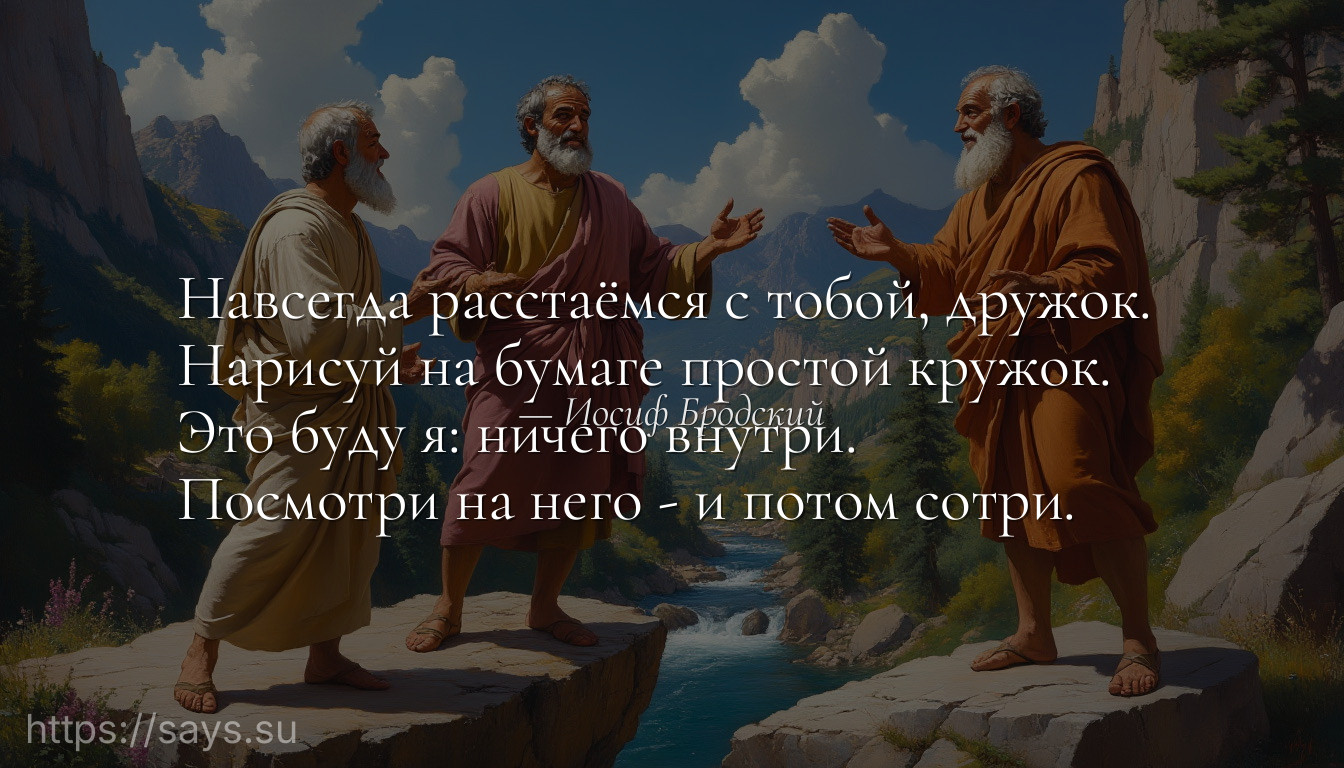 Навсегда расстаёмся с тобой, дружок. <br />Нарисуй на бумаге простой кружок. <br />Это буду я: ничего внутри. <br />Посмотри на него - и потом сотри.