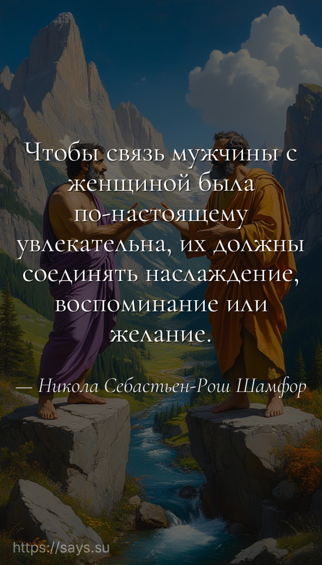 Чтобы связь мужчины с женщиной была по-настоящему увлекательна, их должны соединять наслаждение, воспоминание или желание.
