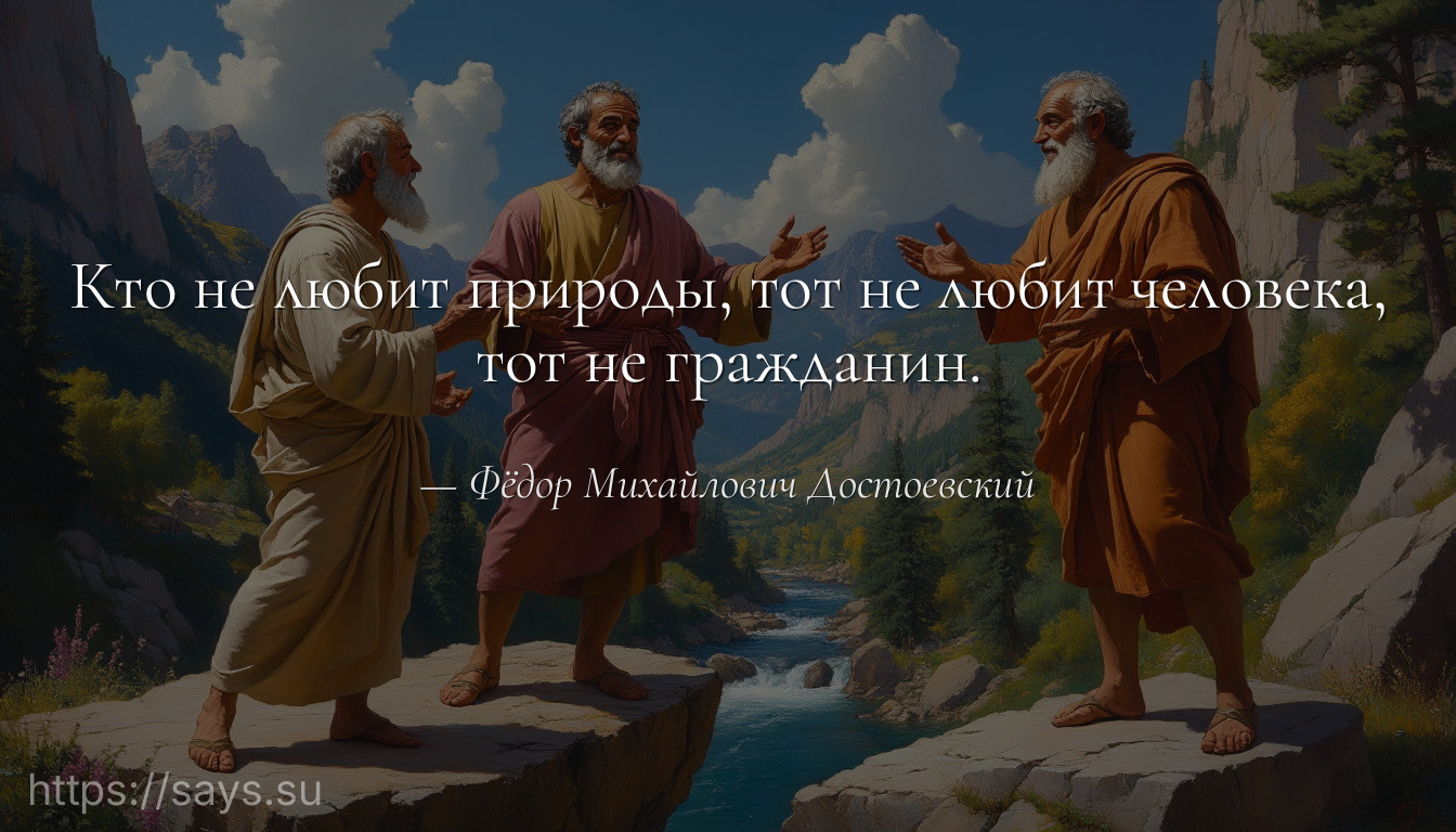 Кто не любит природы, тот не любит человека, тот не гражданин.