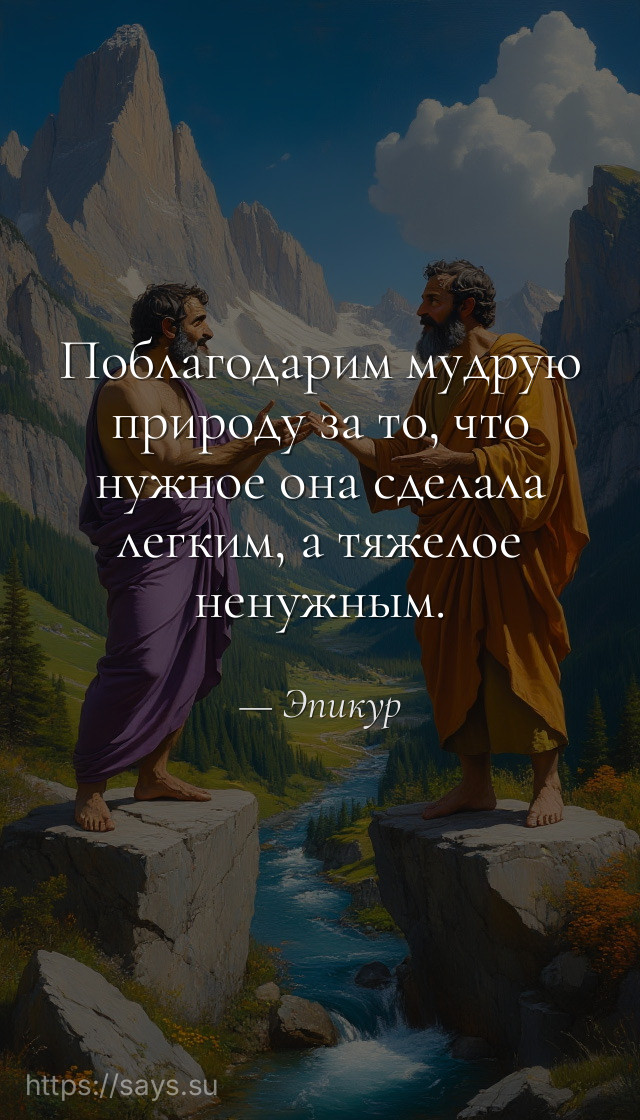 Поблагодарим мудрую природу за то, что нужное она сделала легким, а тяжелое ненужным.