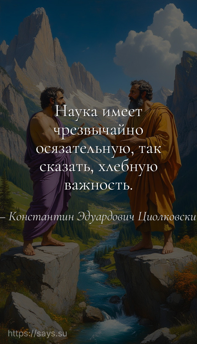 Наука имеет чрезвычайно осязательную, так сказать, хлебную важность.