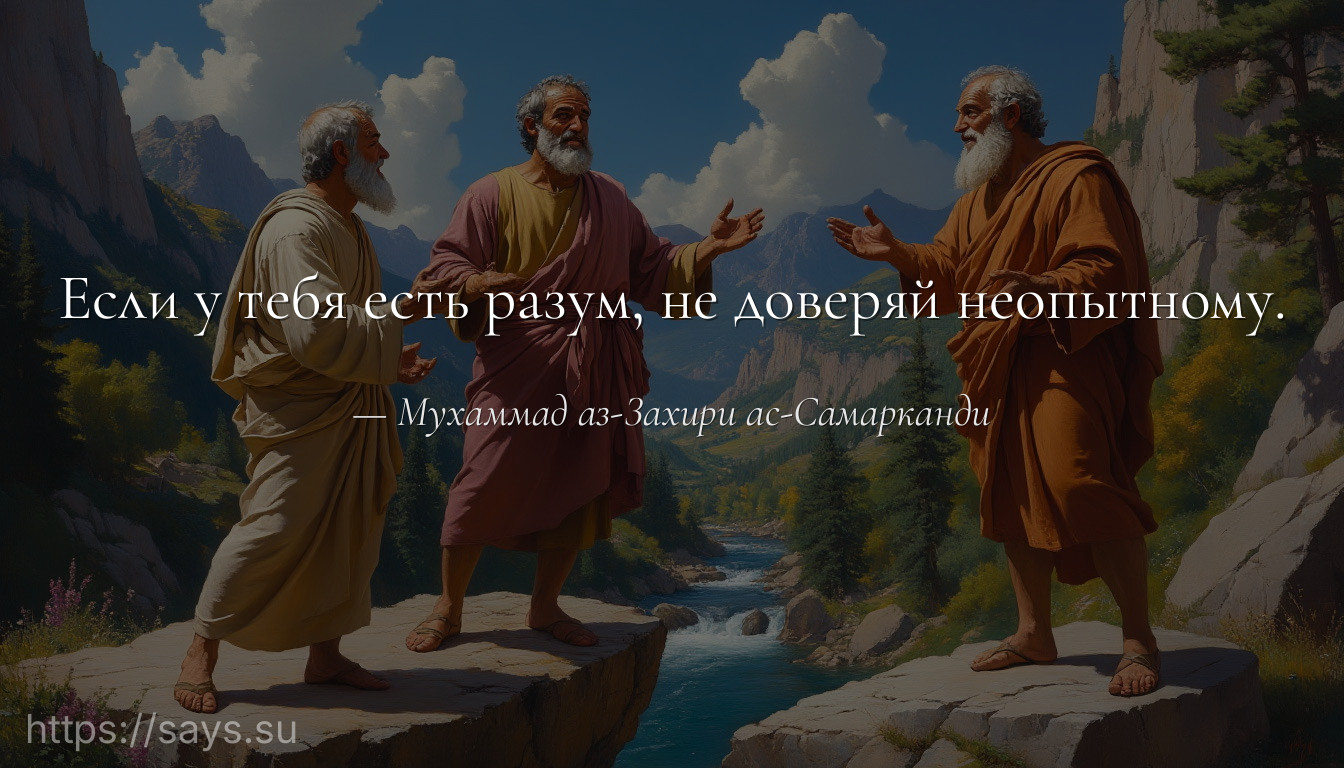 Если у тебя есть разум, не доверяй неопытному.