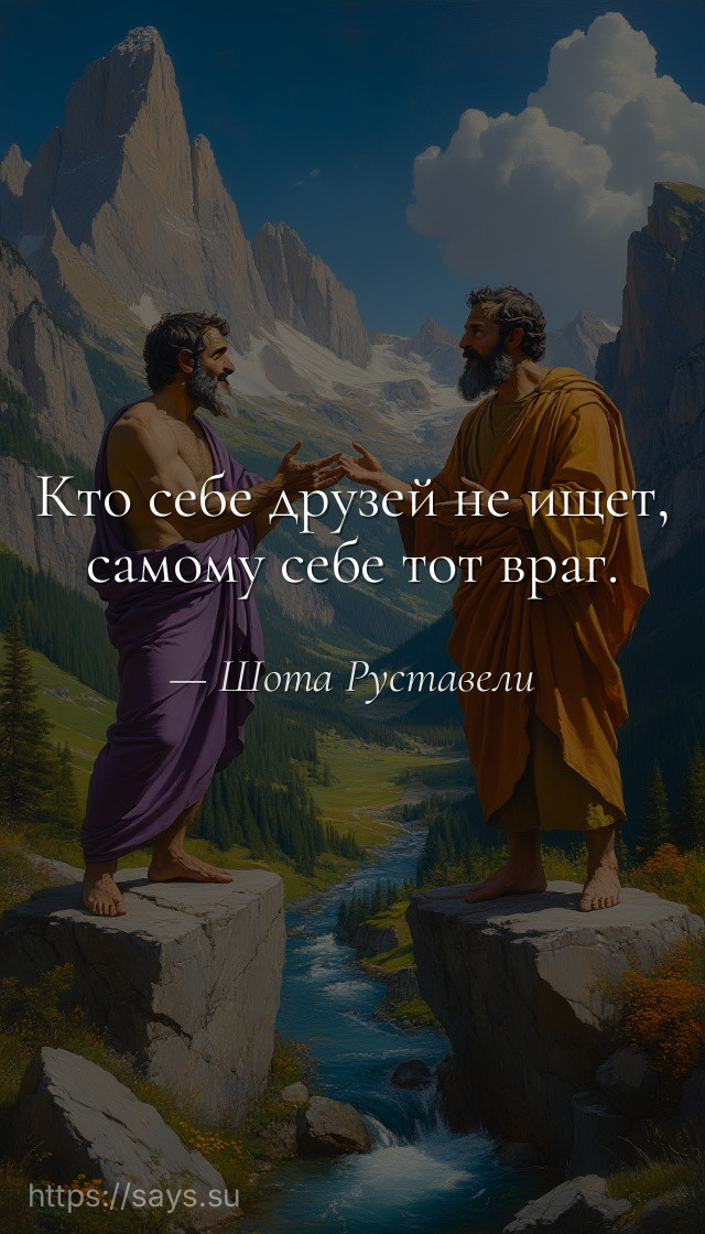 Кто себе друзей не ищет, самому себе тот враг.