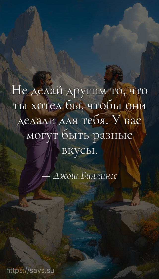 Не делай другим то, что ты хотел бы, чтобы они делали для тебя. У вас могут быть разные вкусы.