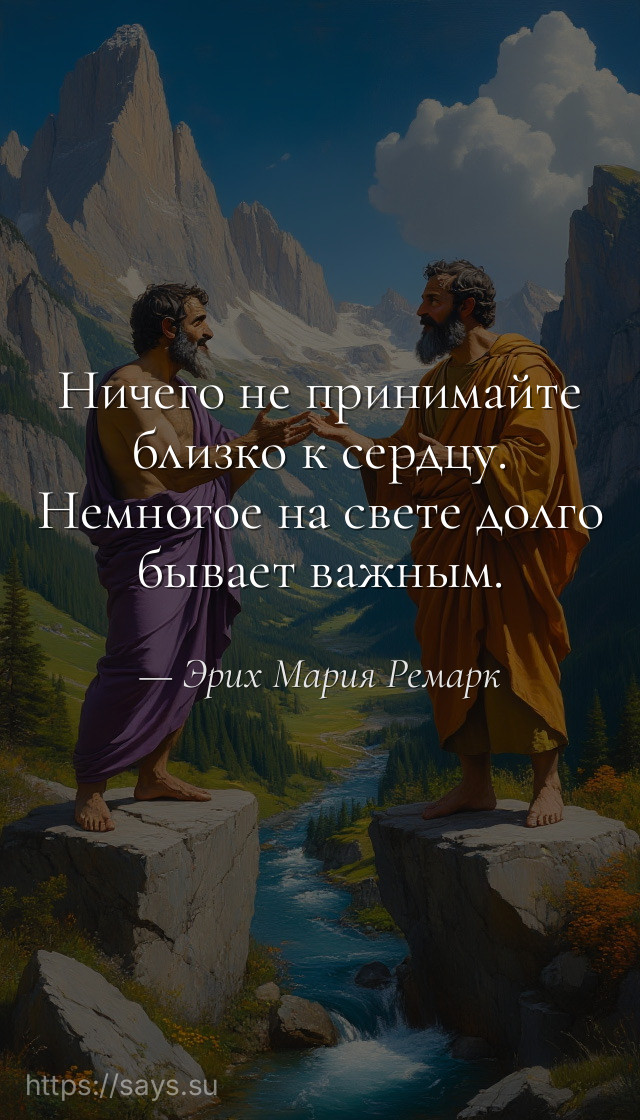 Ничего не принимайте близко к сердцу. Немногое на свете долго бывает важным.