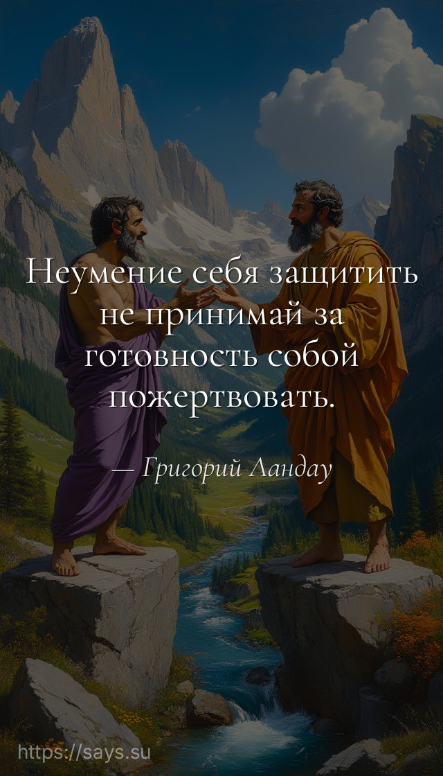 Неумение себя защитить не принимай за готовность собой пожертвовать.