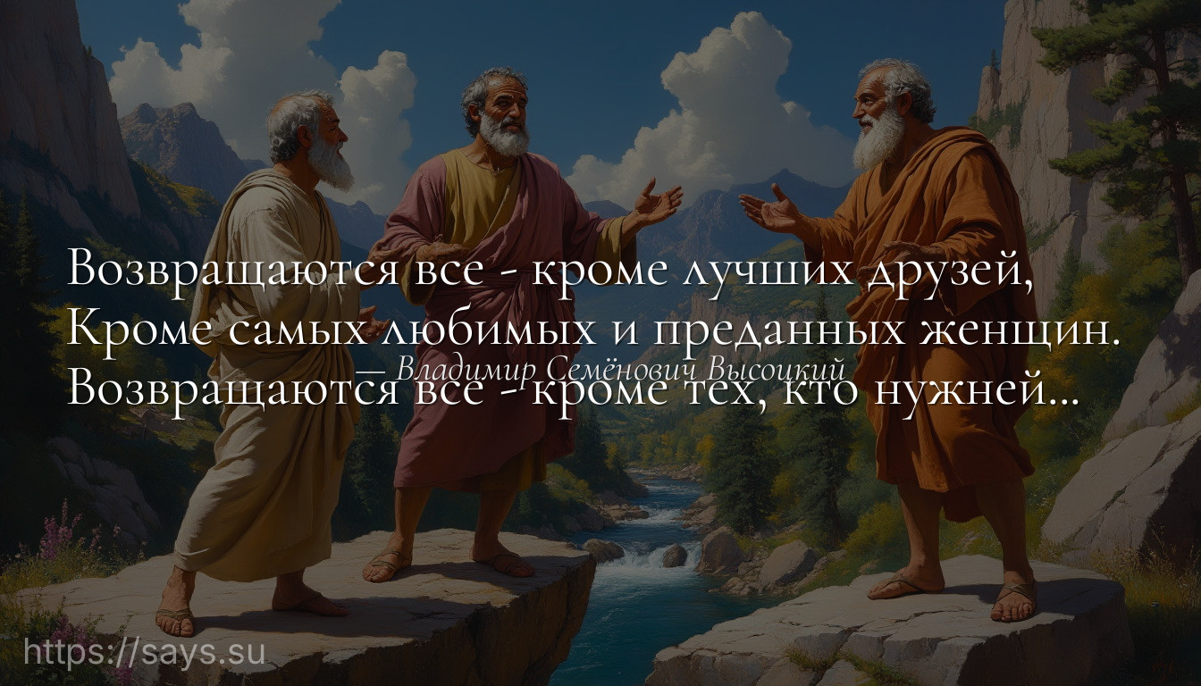 Возвращаются все - кроме лучших друзей, <br />Кроме самых любимых и преданных женщин. <br />Возвращаются все - кроме тех, кто нужней...
