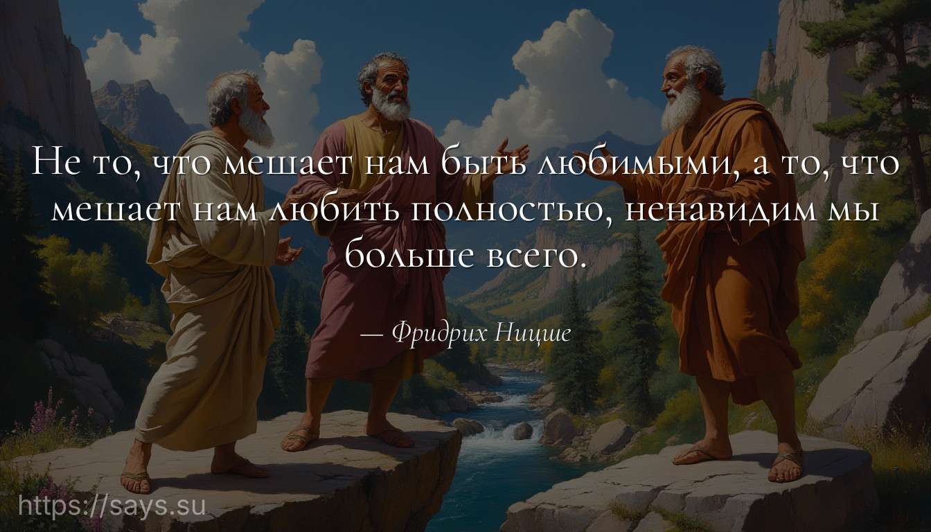 Не то, что мешает нам быть любимыми, а то, что мешает нам любить полностью, ненавидим мы больше всего.
