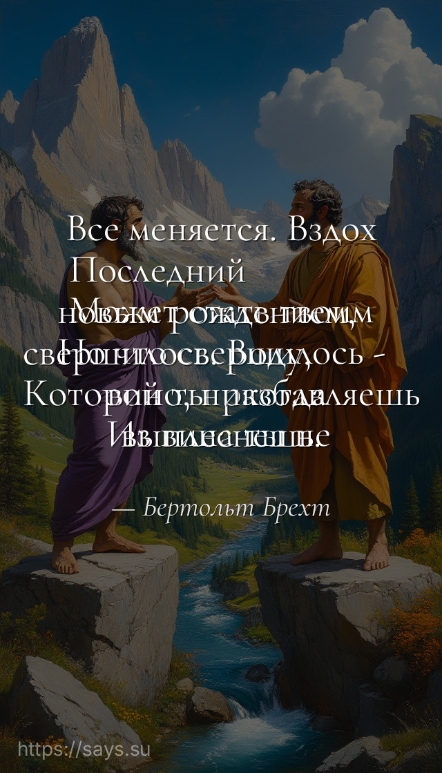 Все меняется. Вздох Последний <br />Может стать твоим новым рождением, <br />Но что свершилось - свершилось. Воду, <br />Которой ты разбавляешь вино, никогда <br />Из вина ты не выплеснешь.