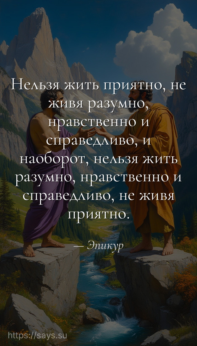 Нельзя жить приятно, не живя разумно, нравственно и справедливо, и наоборот, нельзя жить разумно, нравственно и справедливо, не живя приятно.