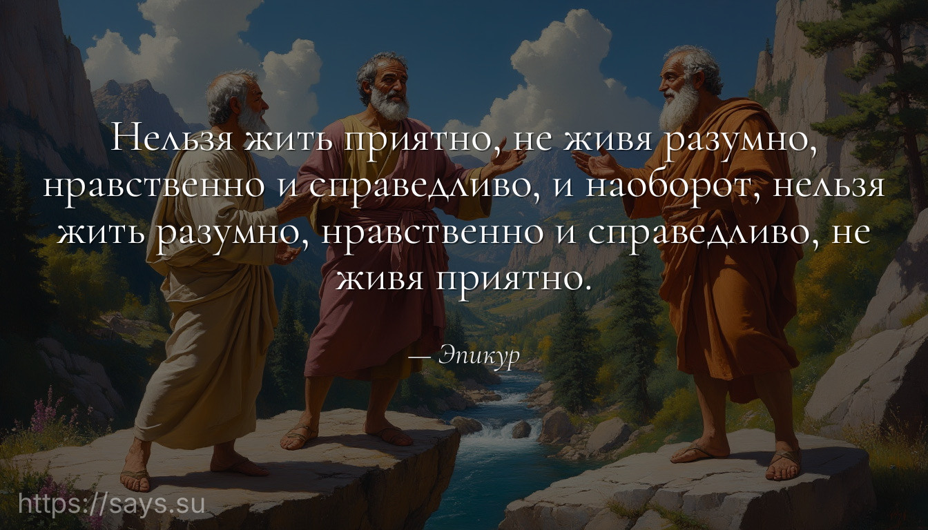Нельзя жить приятно, не живя разумно, нравственно и справедливо, и наоборот, нельзя жить разумно, нравственно и справедливо, не живя приятно.