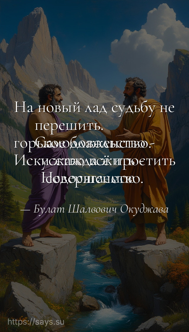 На новый лад судьбу не перешить.<br />Самодовольство - горькое блаженство.<br />Искусство всё простить и жажда жить - <br />Недосягаемое совершенство.