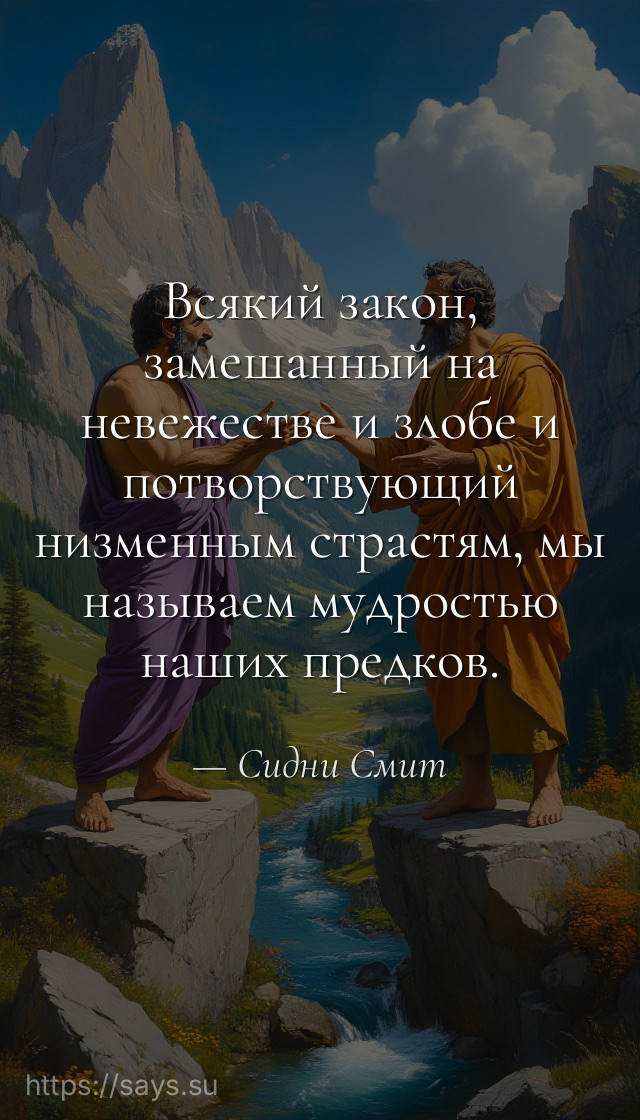 Всякий закон, замешанный на невежестве и злобе и потворствующий низменным страстям, мы называем мудростью наших предков.