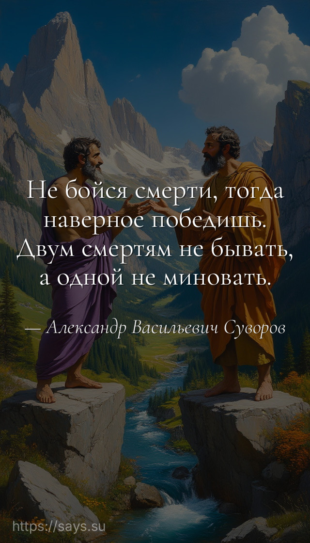 Не бойся смерти, тогда наверное победишь. Двум смертям не бывать, а одной не миновать.