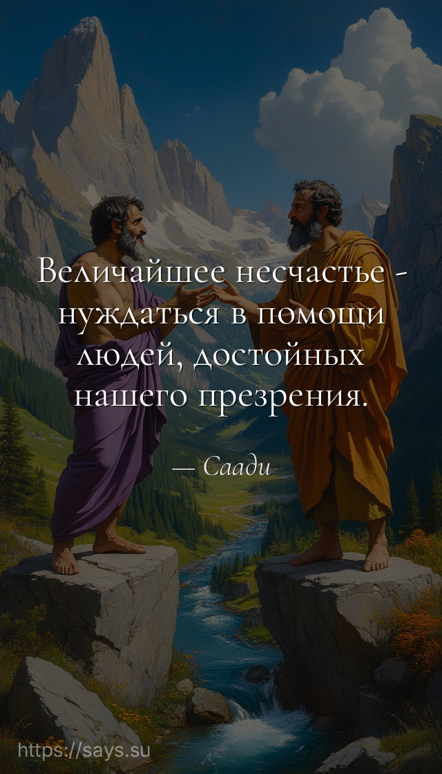 Величайшее несчастье - нуждаться в помощи людей, достойных нашего презрения.