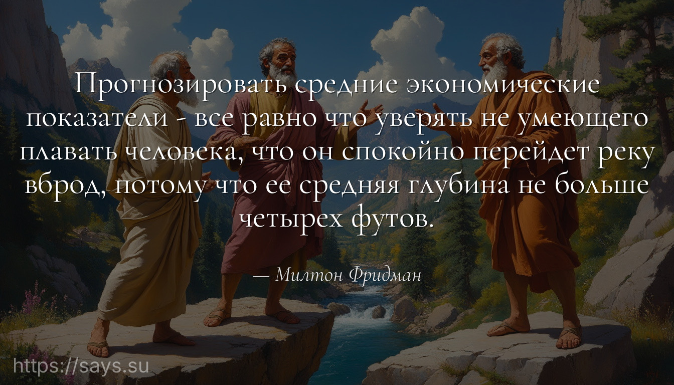 Прогнозировать средние экономические показатели - все равно что уверять не умеющего плавать человека, что он спокойно перейдет реку вброд, потому что ее средняя глубина не больше четырех футов.